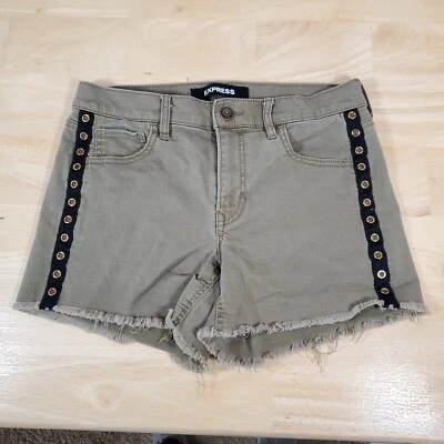 Pantalones Cortos Express Y2K Grunge Verde Ojal Para Mujer Talla 8 Pantalones Cortos Tiro Medio Ropa de Calle Foto 1 de 4