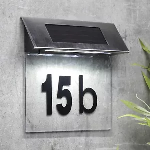 Hausnummernschild Solar LED Außenbeleuchtung Schild Edelstahl Beleuchtung - Bild 1 von 1