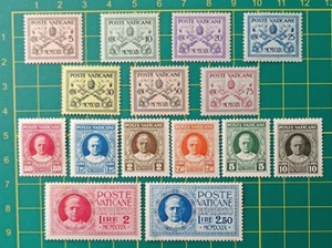 Vatikanische Post Briefmarken 1929, Sc A1-A2, 15er-Set, MLH - Bild 1 von 15