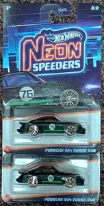 LOT OF 2 Hot Wheels Neon Speeders PORSCHE 934 TURBO RSR Black & Green Walmart - Picture 1 of 1