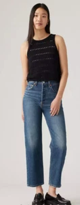 Levi's Jeans Women's 27 On My Honor Blue Denim Ribcage Straight Ankle Button Fly - Picture 1 of 16