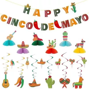43Pcs Cinco de Mayo Fiesta Party Decorations Mexican Themed Party Supplie Topper - Picture 1 of 7