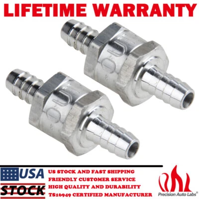 2x 3/8” 10mm Chrome Aluminium Non-return One Way Check Valve Fuel Diesel Water Foto 1 de 4