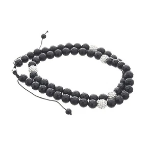 Black Bead with Disco Ball Shamballa Necklace SMC 002 - Picture 1 of 4
