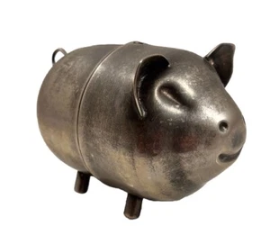 Vintage Pig. Small Silver Plate Piggy Bank Marked Elegance With Patina 4.5 Inche - Picture 1 of 4
