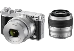 USED Nikon1 J5 Camera double lens kit (30-110mm&10-30mm) Silver  FREESHIPPING - Picture 1 of 1
