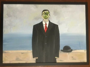 Rene Magritte olio su tela cm 50x70 cornice compresa Falso d' autore - Picture 1 of 10