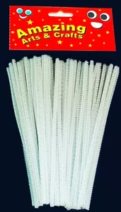 Increíbles artes y manualidades limpiadores de tuberías blancas Tallos de chenilla 150mm x 4 mm 100pcs - Imagen 1 de 1