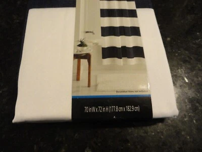 nuevas Líneas Horizontales en Tela a Rayas Azul Denim Oscuro y Blanco CORTINA DE DUCHA Foto 1 de 3