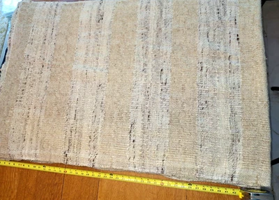 Tela de lino de lana natural tejida a mano vintage, texturas de tweed únicas tejidas a mano Foto 1 de 4