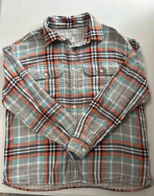 Мужские большие фланелевые туфли American Eagle на пуговицах оранжевые серые темно-синие цвет морской волны с длинным рукавом - Изображение 1 из 4