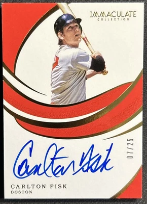 Carlton Fisk 2019 Immaculate Baseball  ON CARD AUTO /25 Boston Red Sox - Image 1 of 4