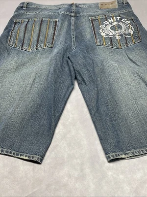 Shorts jeans masculino Y2K unidade G 38 azul folgado streetwear grunge 50 centavos jorts rap - Imagem 1 de 4