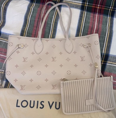 Louis Vuitton Neverfull Monograma MM Grabado Edén Cuero Crema Rayas Interior Foto 1 de 4