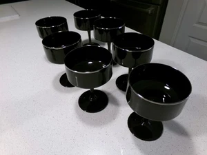 LENOX VENTURE BLACK PLATINUM LOT OF 7 CHAMPAGNE SHERBERT GLASSES - Picture 1 of 3