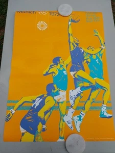 Vintage Original 1972 München Olympische Spiele Poster Basketball 23" × 33" - Bild 1 von 6