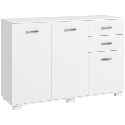 HOMCOM Modern Sideboard Kitchen Storage Cabinet with 2 Drawers, White - Image 1 of 4