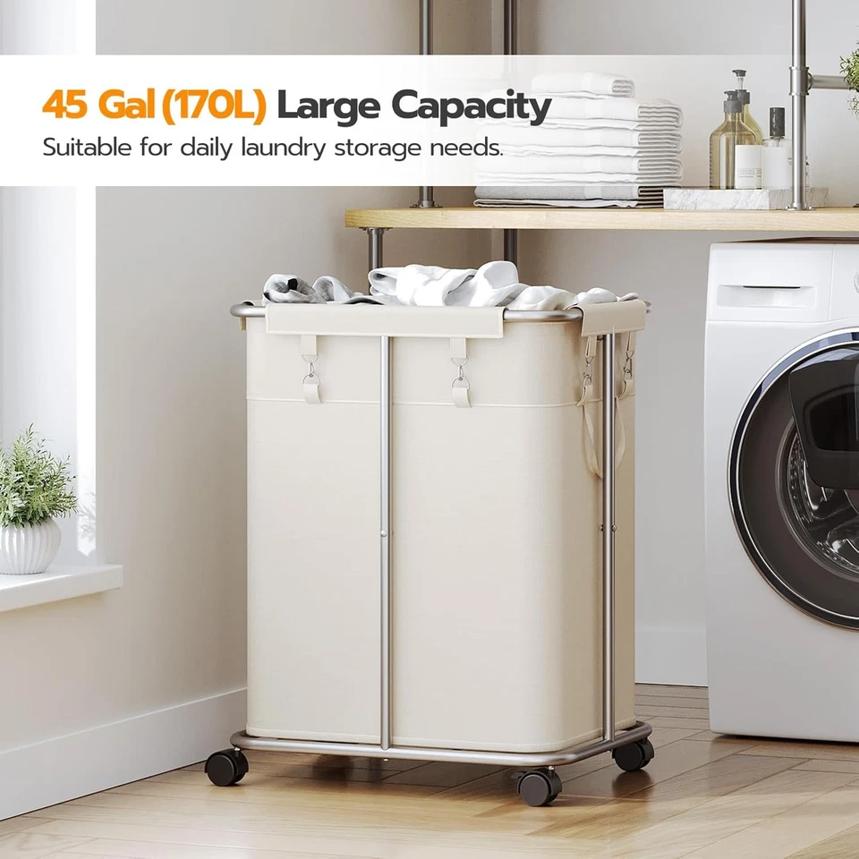 HOOBRO Laundry Basket w/Wheels 45 Gallons Rolling Laundry Hamper Laundry Sorter - Image 1 of 4