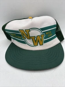Vintage North Western Wild Cats Trucker SnapBack Mütze Baseball Cap grün LESEN - Bild 1 von 6