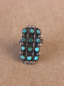 Vintage Zuni Türkis Schlangenaugen Sterling Silber 925 Ring Größe 8 - Bild 1 von 13