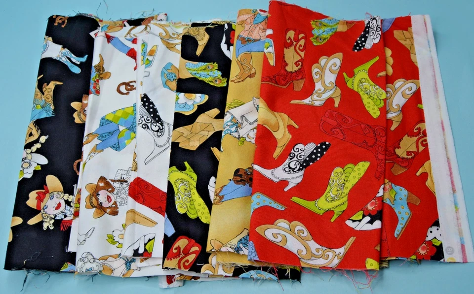 SEIS PIEZAS DE TELA DE ALGODÓN VAQUERA OCCIDENTAL 10X44" OCTAVOS GRUESOS Foto 1 de 1