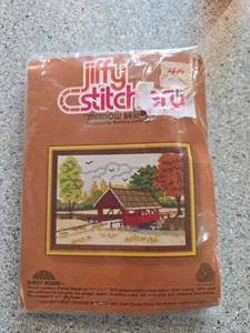 Kit de bordado Jiffy Stitchery Crewel 823 Meadow Bridge vintage 7,5" X 9,5" - Imagen 1 de 4