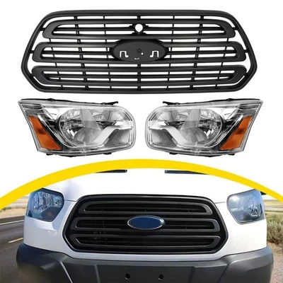 For 2015-2019 Ford Transit 150 250 350 HD Front Bumper Grille Headlights w/Bulbs - Image 1 of 4