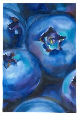 original painting 20 x 30 cm 158KvA artwork oil paints modern blueberries - image 1 of 3