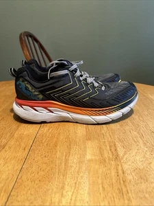 HOKA ONE ONE Clifton 4 Comfort Running Shoes Gray/White/orange Mens Sz 8 - Picture 1 of 23