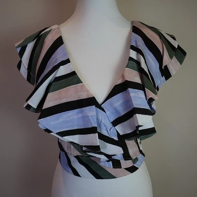 Top con volantes a rayas sabor favorito de Sass & Bide talla 6 AU / US 2 NUEVO CON ETIQUETAS Foto 1 de 4