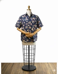 Camicia Company One multicolore floreale hawaiana tropicale con bottoni taglia media - Foto 1 di 4