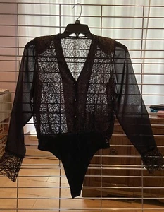 Tadashi Sexy Black Lace Body Suit Size 4 New - Picture 1 of 6