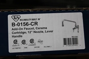 T&S B-0156-CR Add-On Faucet, Ceramic Cartridge, 12" Swing Nozzle Lever Handle - Picture 1 of 3