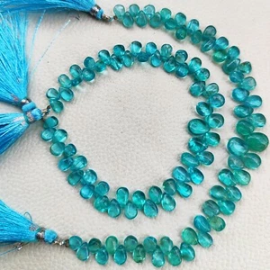 Emerald Green Color Apatite Gem 7x5 to 9x7 mm Size Pear Shape Beads 8" Strand - Picture 1 of 6