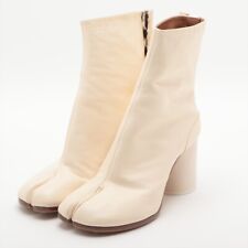 Maison Margiela TABI Leather Short Boots 37 Women's Ivory 22 S58WU0260