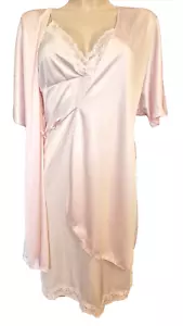 UK Nylon Vintage Bathrobe & Nightgown Set Satin EU/DE Nightdress Negligée - Picture 1 of 6