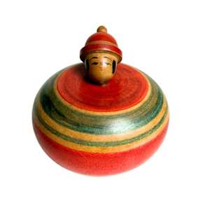 Muñeca Kokeshi Vintage de Shoji Sakurai - 6 cm - Colorido Estilo Ejiko a Rayas - Imagen 1 de 7