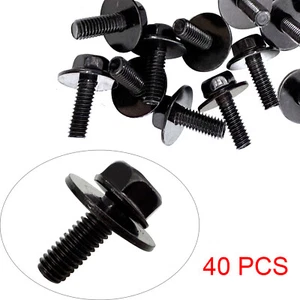 Car Body Bolts Fastener Fender M6-1.0x 16mm Long- 10mm Hex- 17mm Washer 40PC - Picture 1 of 5
