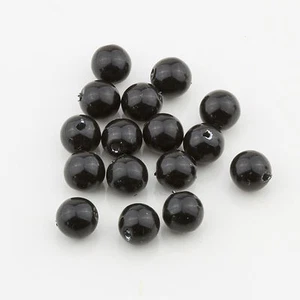 6mm Black Acrylic Round Faux Pearl Bead Vintage Japanese 50pcs 10306005 - Picture 1 of 2