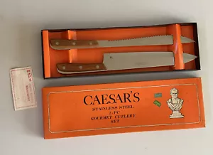 Vintage Caesar’s 2 Piece Stainless Steel Gourmet Cutlery Set NIB - Picture 1 of 3
