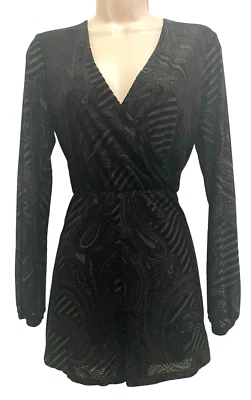 Mameluco Urban Outfitters Ecote Talla S Negro Terciopelo Burnout Whimseygoth Babydoll Foto 1 de 4