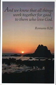 Römer 8:28 Bibelzitat, Gott, Herr --- Religiös & Inspirierend Moderne Postkarte - Bild 1 von 2