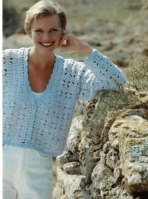 Crochet Pattern copy Ladies Granny v neck cardigan / jacket 30-40"  dk yarn 700 - Image 1 of 4