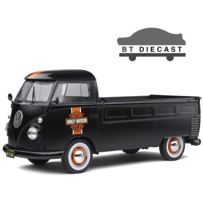 SOLIDO 1950 VW VOLKSWAGEN T1 PICKUP HARLEY DAVIDSON 1/18 MATTE BLACK S1806704 - Image 1 of 4