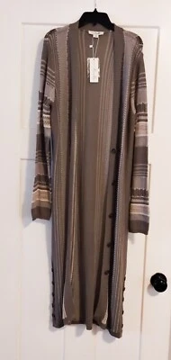 Cárdigan Pullover Para Mujer Simply Noelle Gris Crema Tejido Rayas Botón Talla S/M  Foto 1 de 4