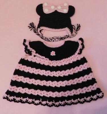 Conjunto de ropa para muñeca, vestido de ganchillo, vestido de ratón rosa y sombrero para muñeca de 15-17" Foto 1 de 3