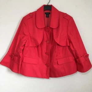 Rafaella red long sleeve button up cropped trench coat - Picture 1 of 16