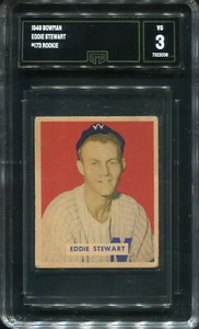 1949 Bowman #173 Eddie Stewart Washington Senators - Rookie - Hi # - GMA 3 VG  - Picture 1 of 2