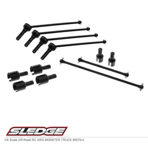 FULL F / R DRIVESHAFTS SET BALL DIFF CUP CENTER DOG BONE FOR 1/8 TRAXXAS SLEDGE - Picture 1 of 11