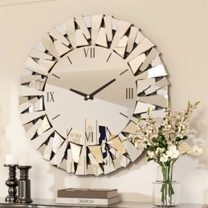 Reloj de Pared Artloge Espejo Decorativo Marco Biselado Plateado Borde Hogar Art Deco EE. UU. - Imagen 1 de 12